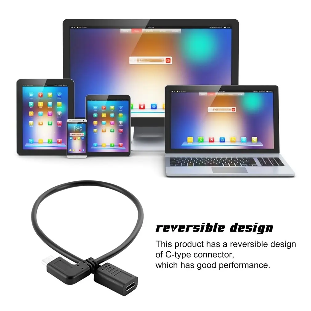 0,3 Metri Reversibilă Design de Tip C USB 3.1 de 90 de grade Male la USB-C de sex Feminin Extensie Cablu de Date Extender Cablu Imagine 5 
