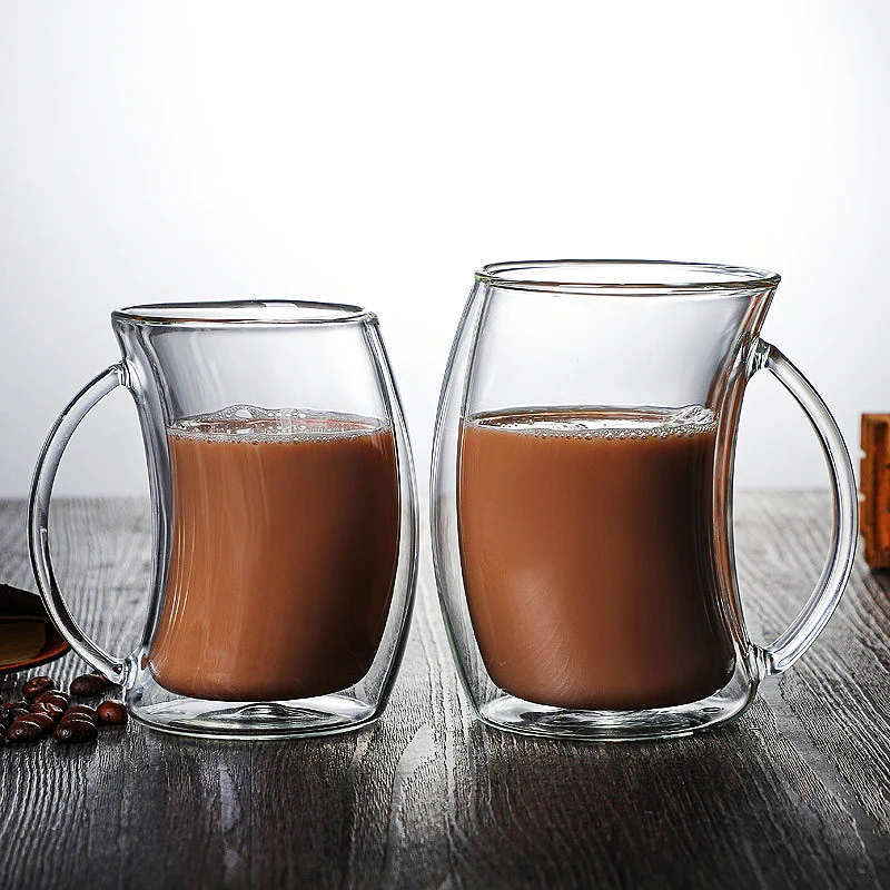 250-350ml Creative ceașcă de cafea dublu pahar de lapte ceașcă de ceai ceașcă de apă ceașcă de izolare termică dublu rezistent la temperaturi ridicate Imagine 3 