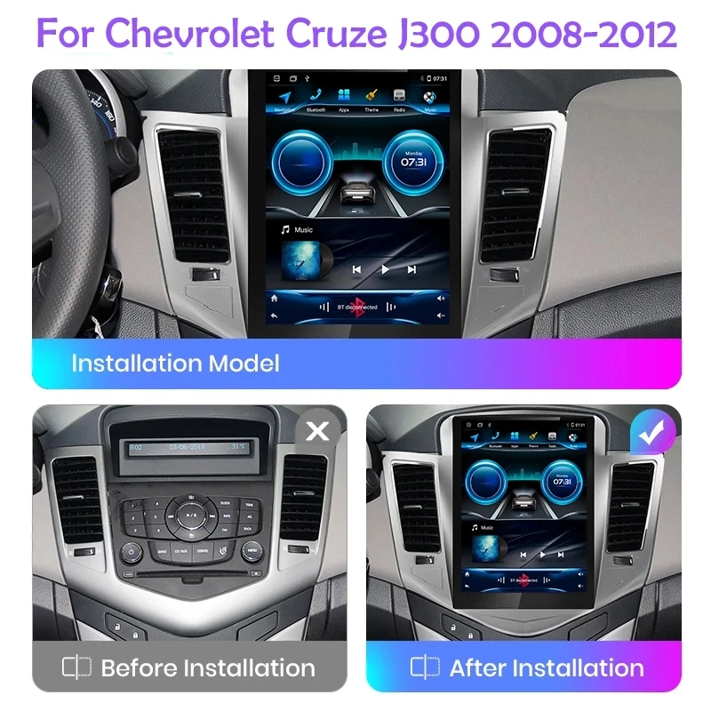2Din 9.7 inch Android Radio Auto Tesla pentru Chevrolet Cruze J300 2008-2012 Multimedia Player Video, GPS, Stereo Carplay IPS Auto DSP