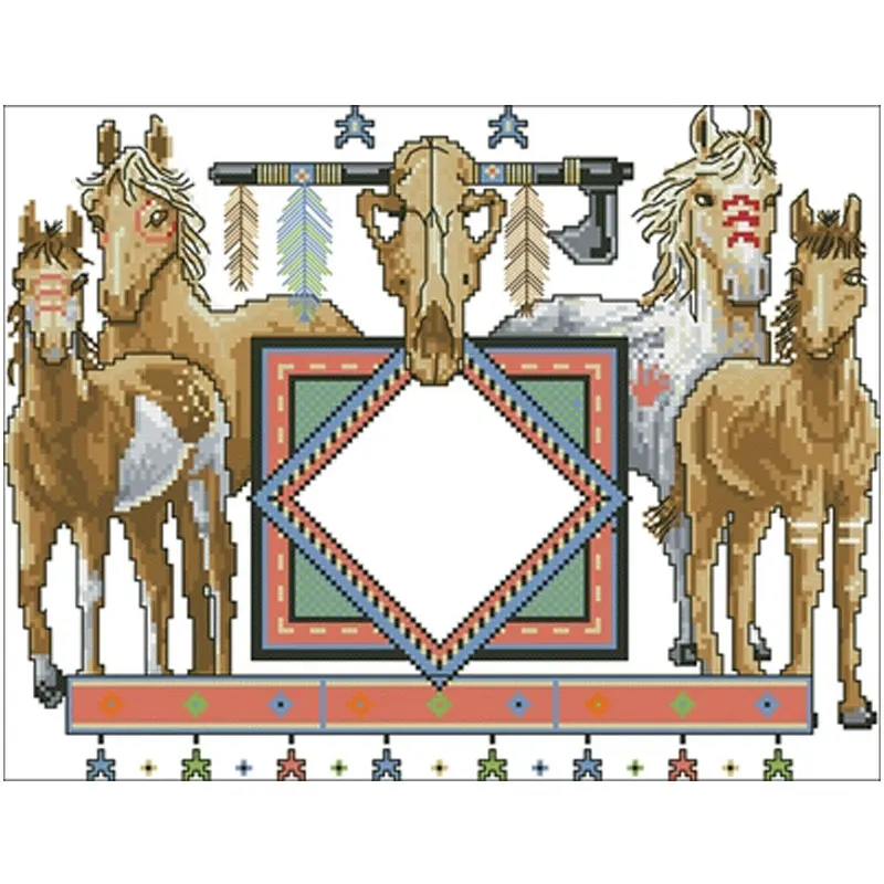 Cavalls pintats modele Numărat cruciulițe 11CT 14CT 18CT DIY cruciulițe Kituri de Broderie Manual Seturi de decor acasă