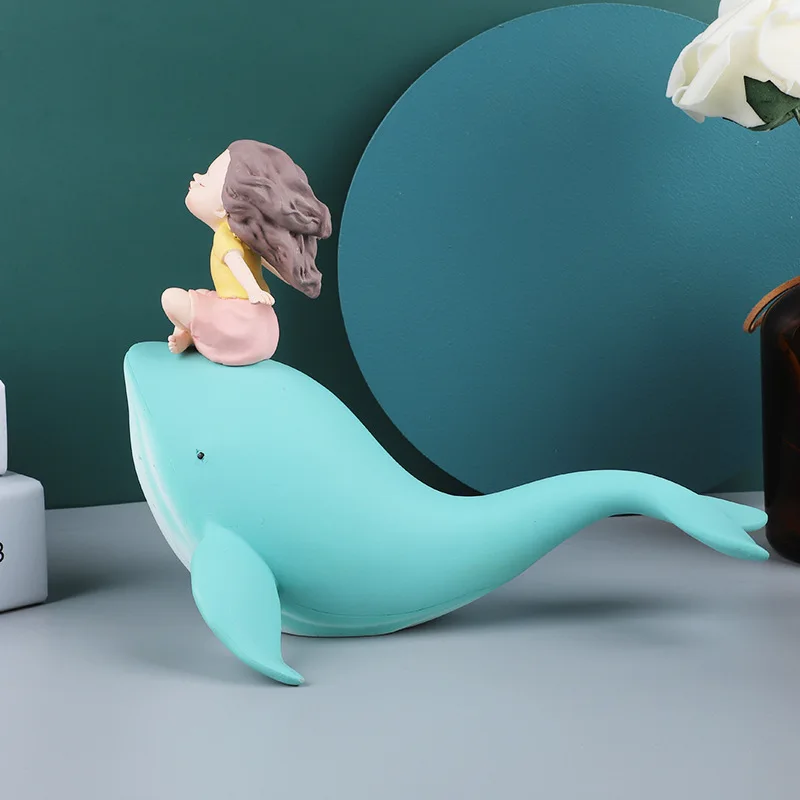Desene animate fata simulare balena animale mici ornamente desktop acasă decorare rasina de artizanat Imagine 0 