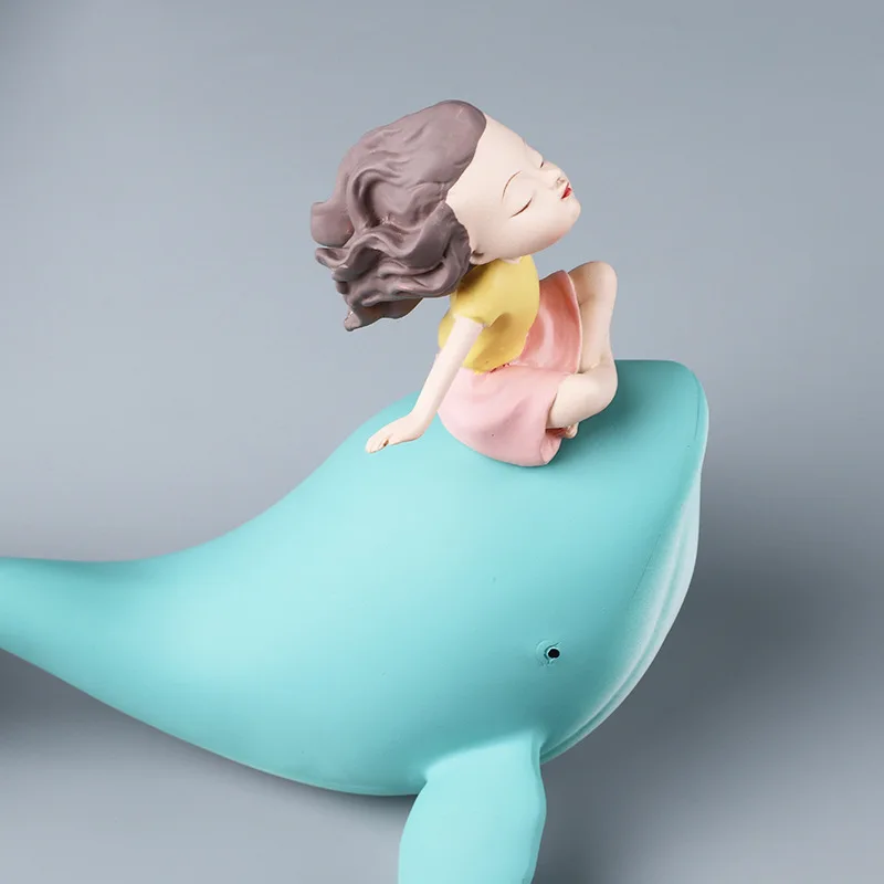 Desene animate fata simulare balena animale mici ornamente desktop acasă decorare rasina de artizanat Imagine 1 