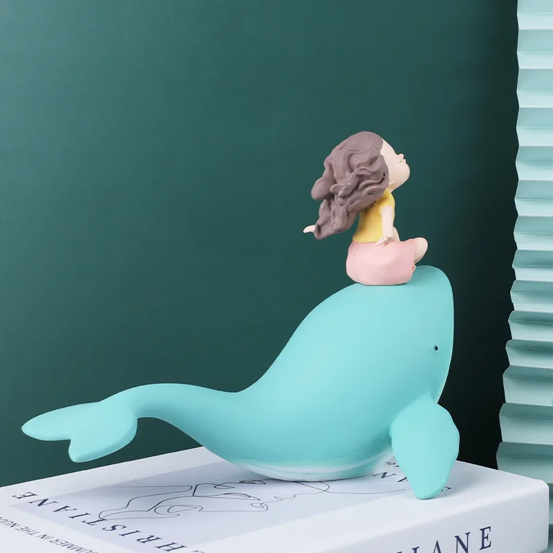 Desene animate fata simulare balena animale mici ornamente desktop acasă decorare rasina de artizanat Imagine 2 