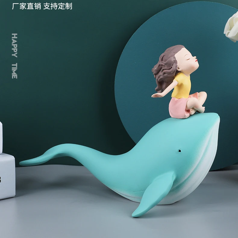 Desene animate fata simulare balena animale mici ornamente desktop acasă decorare rasina de artizanat Imagine 3 