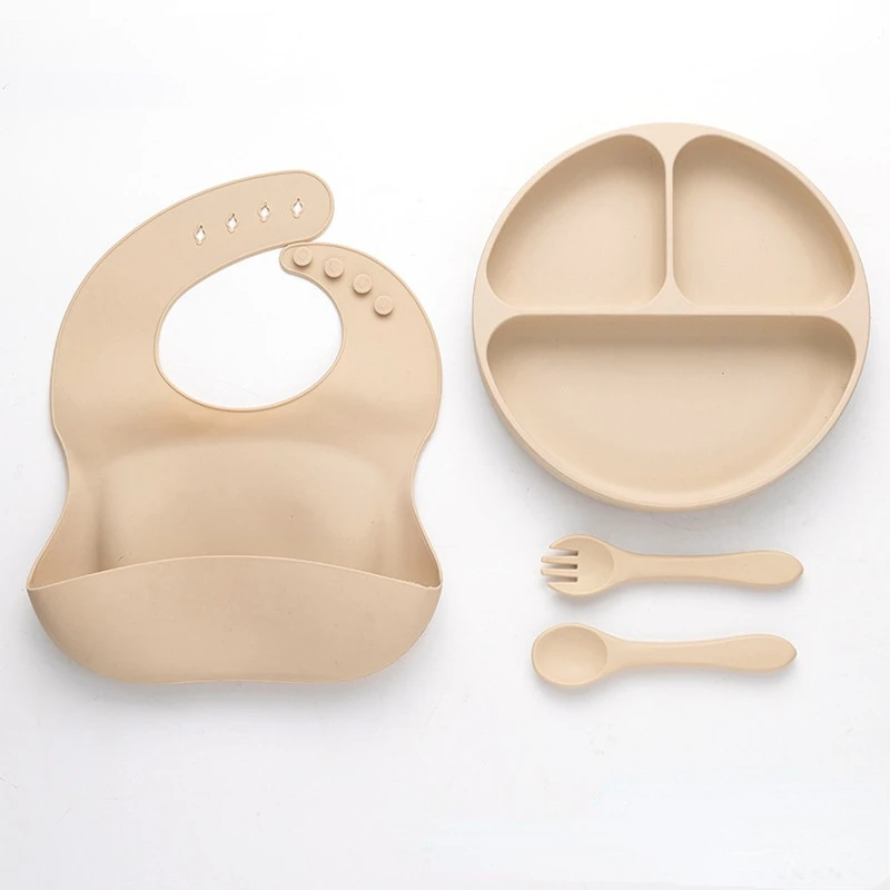 Design nou Copil Silicon Placa Cupa Castron Lingura Set Bpa Free Copilul de Pliere Feluri de mâncare Portabil Alimentare Tacamuri pentru Copii Imagine 3 