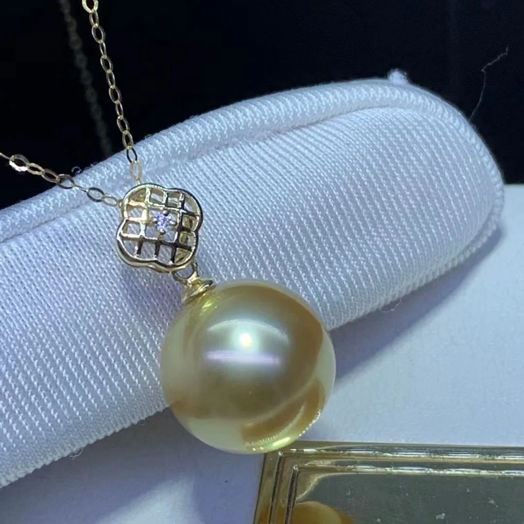 DL Pandantive Perle Bijuterii Fine de Solid 18K Gold Apă de Mare, Perle de Aur de 12-13mm Pandantive Coliere pentru Femei Cadouri