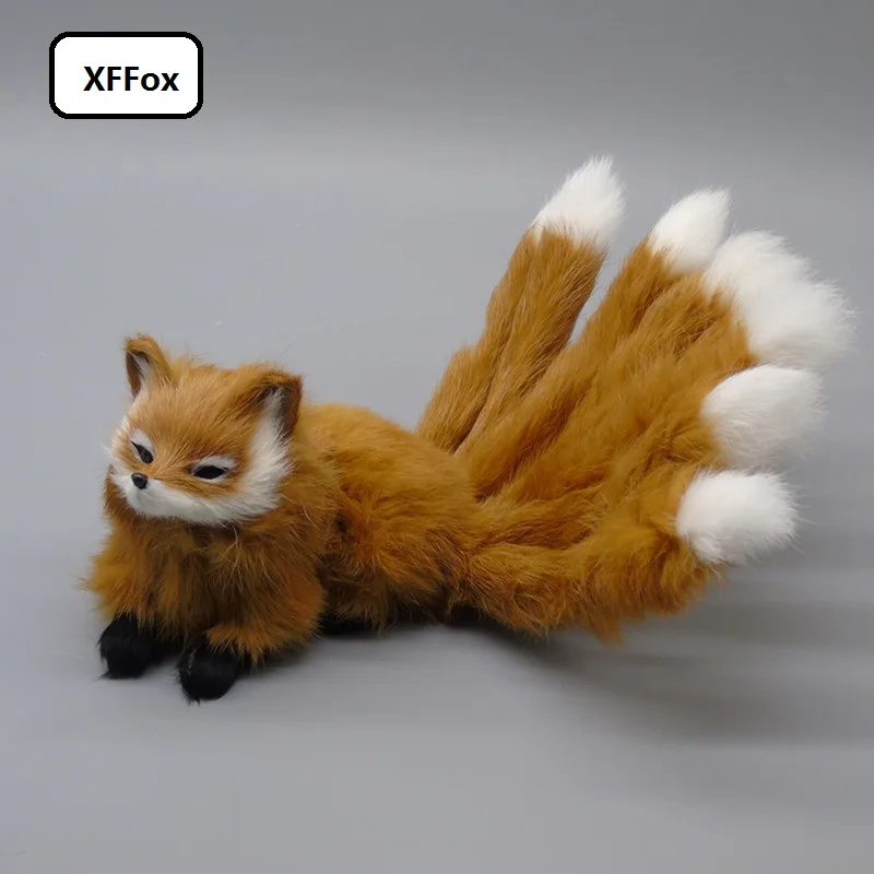 Drăguț viața reală galben minte fox model de plastic&blănuri de simulare nouă-coada de vulpe papusa cadou despre 17x11cm xf2309