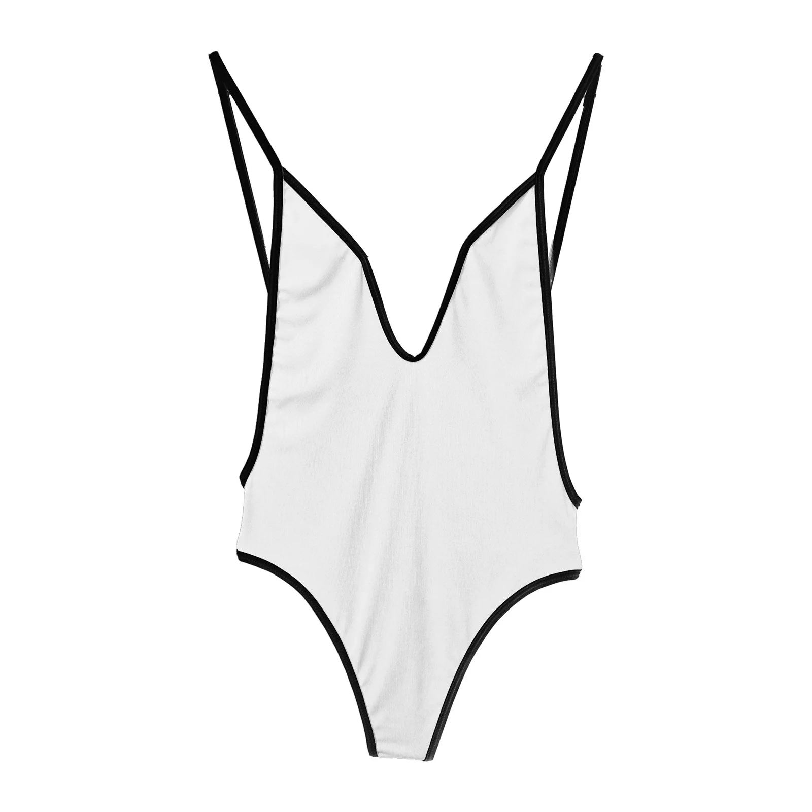 Femei Goale din Partea Lenjerie Tricou Salopeta, costume de Baie Costume de baie Bikini Adânc V-Gât Deschis Spate Body Plaja de Baie Haine Imagine 2 