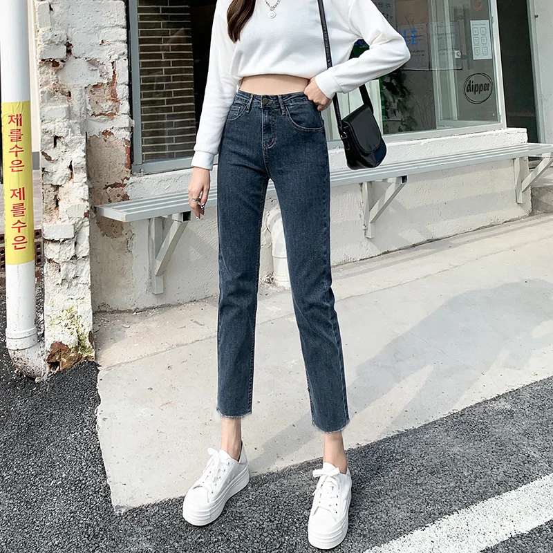 Femei pantaloni skinny talie mare picior drept Femei trunchiate pantaloni coreeană de moda haine de vară pentru Femei befree blugi blugi