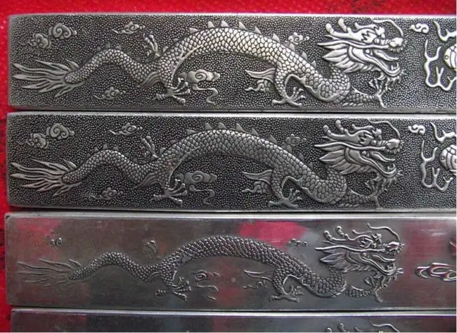 Fend Shui Colectie Handmade Miao Argint Sculptate Dragon de Hârtie Greutate 3 perechi