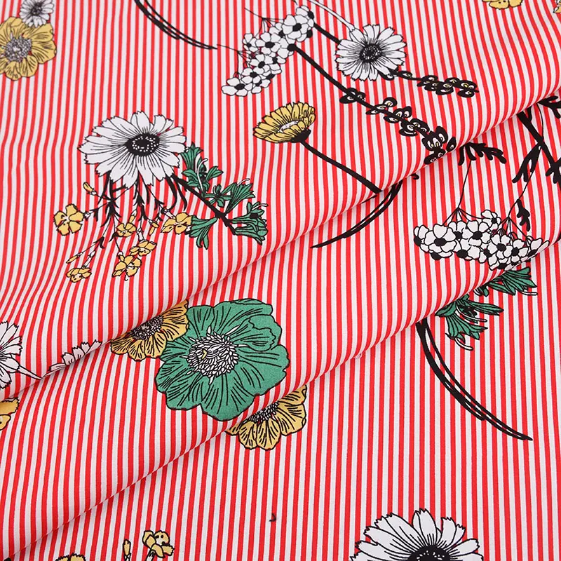 Fluturi si flori/ țesături cu dungi Retro stil tesatura Stambă Imprimate tesatura de bumbac pentru Geanta DIY 009 1 pentru=50cm*140cm
