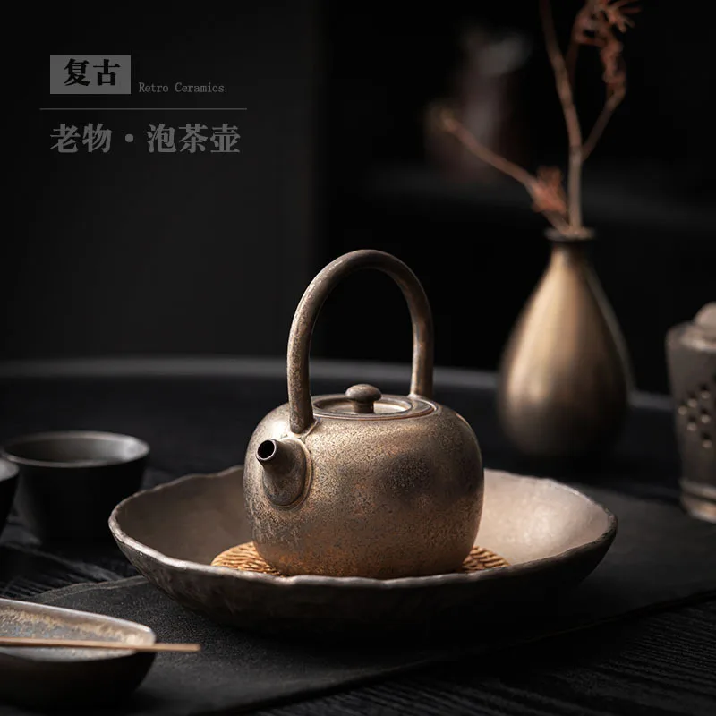 Jianying Stil Japonez Ceramică Grosieră Ceainic Aurire Ceramica Ceainic cu Filtru de Epocă pentru prepararea de Ceai Kung Fu Teaware Singur Teapo