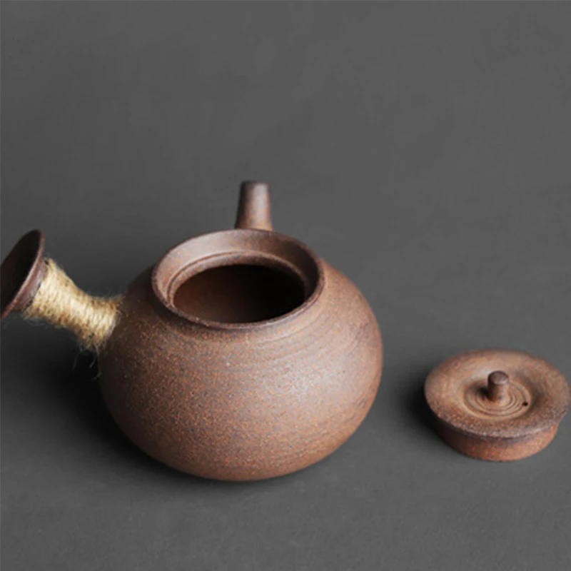 Jingdezhen Ceramică Lucrate Manual Stil Japonez Mâner Lateral Ceainic Prime De Minereu De Lut Ceramică Material Retro Dur Ceramica De Sănătate Ceainic
