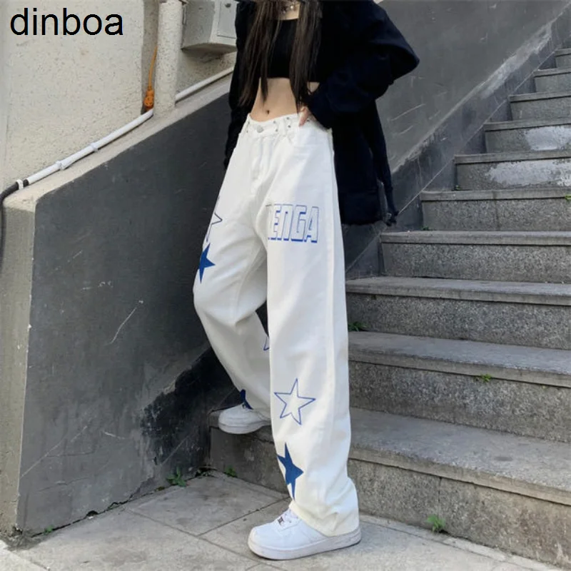Marfă nouă Scrisoare Star Print Talie Inalta Blugi Femei Harajuku Trendy Slim Pantaloni Drepte Frumos Hip-hop High Street Y2k Pantaloni Imagine 4 
