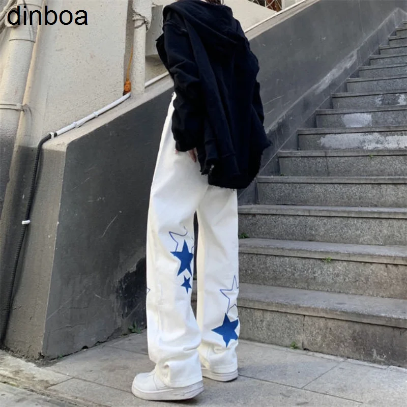 Marfă nouă Scrisoare Star Print Talie Inalta Blugi Femei Harajuku Trendy Slim Pantaloni Drepte Frumos Hip-hop High Street Y2k Pantaloni Imagine 5 