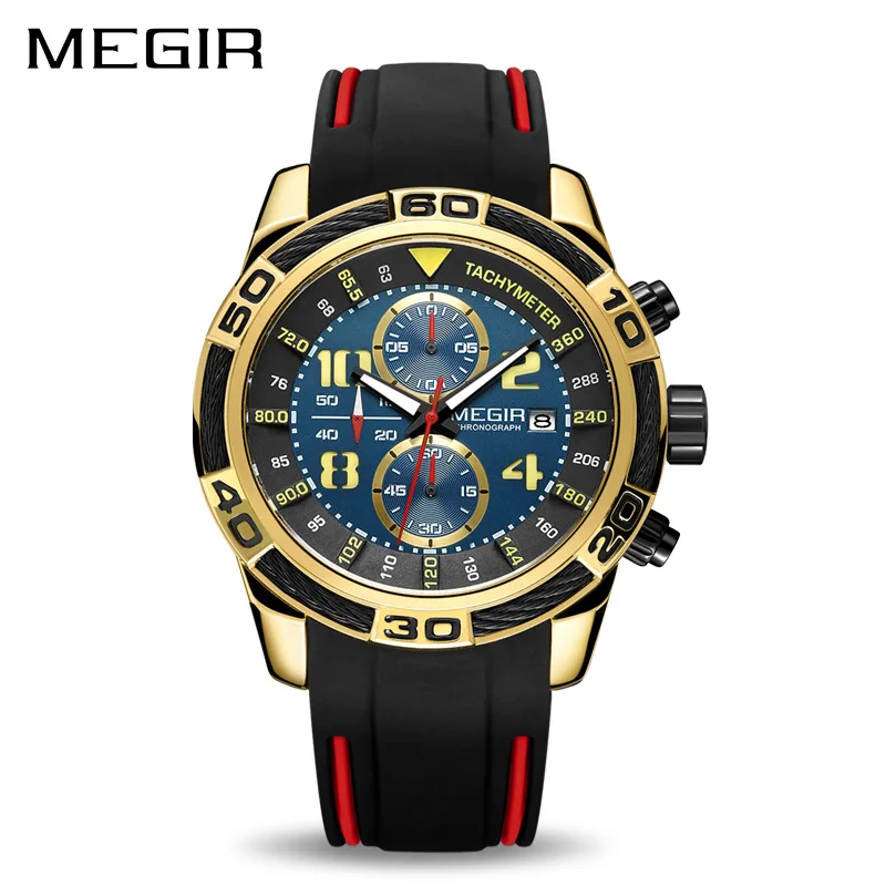 MEGIR Brand Nou Sport Cuarț Ceas pentru Bărbați Moda Silicon, Cronograf Ceasuri de sex Masculin Data Militare Ceasuri Relogio Masculino 2045