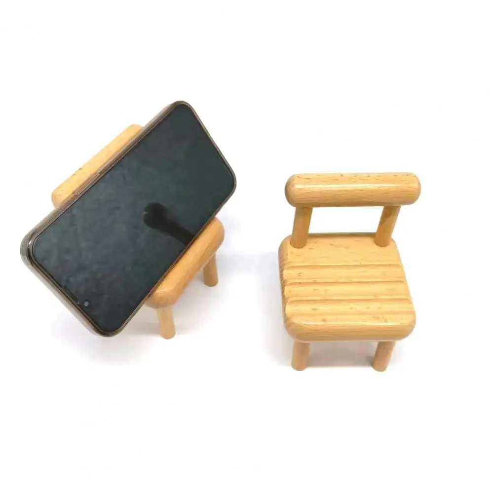 Mini Telefon Mobil Stand Usoare Suport Smartphone Compact Lemn De Fag Design Scaun Cu Suport Pentru Telefon De Montare Stand