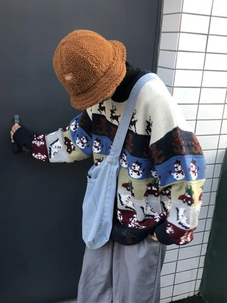Nouă Bărbați Pulover de Crăciun Tipărite Moda coreeană Doi Jumperi Harajuku Casual Streetwear Tricoul 2022