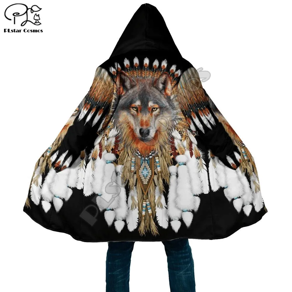 PLstar Cosmos Aborigen Stil Wolf 3D Tipărite Iarna Barbati/Femei cu Glugă Mantii de Lână Wind Breaker Unisex Casual Palton Cald W4