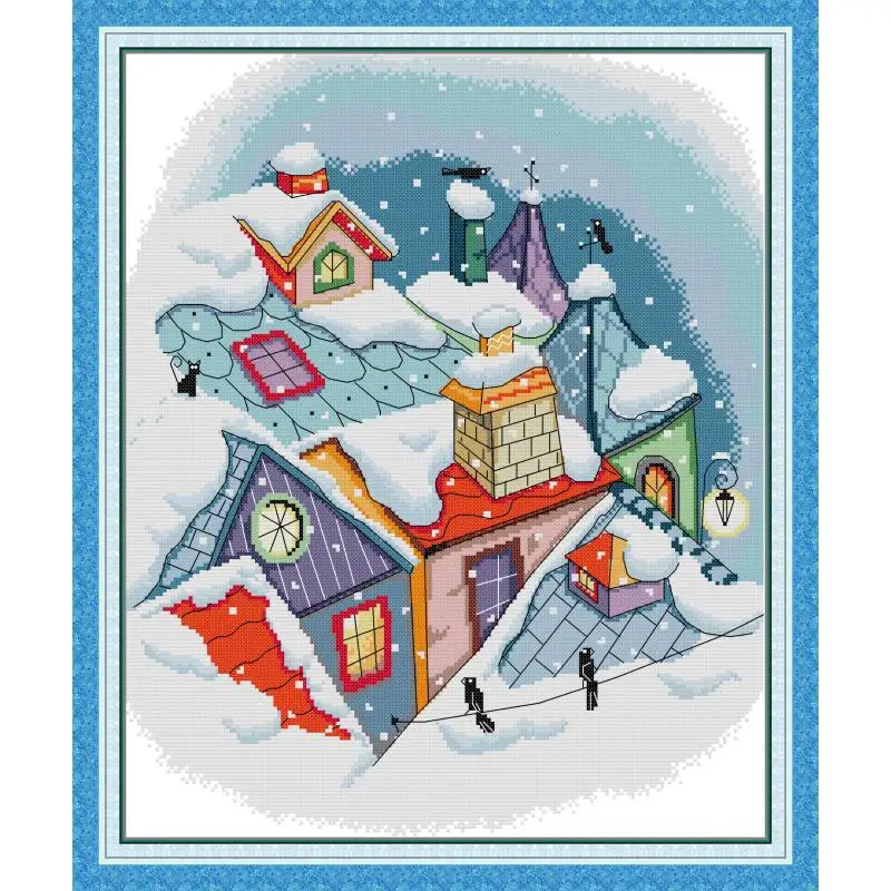 Reziduale Zăpadă pe Acoperiș cruciulițe DIY Desene animate Model Kit de Cusut 11CT 14CT Tesatura Panza Broderie Acasă Decorare cadouri