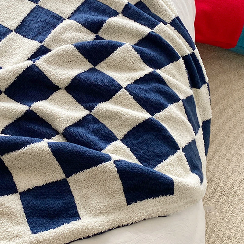Tablă de șah Arunca Pătură Moale, Cald, Pături pentru Pat Nordic Canapea de Pluș Pături în Carouri Cuvertură de pat Pătură de Călătorie